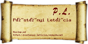 Pöstényi Letícia névjegykártya
